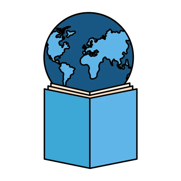 Open book with planet earth icon — Stock Vector