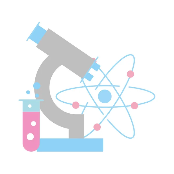 Laboratoire de chimie microscope molécule atome éprouvette — Image vectorielle
