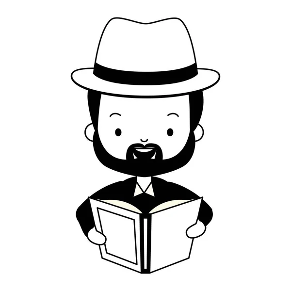 Hombre leyendo libro — Vector de stock