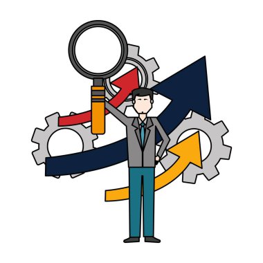 büyüteç izole simgesi ile işadamı