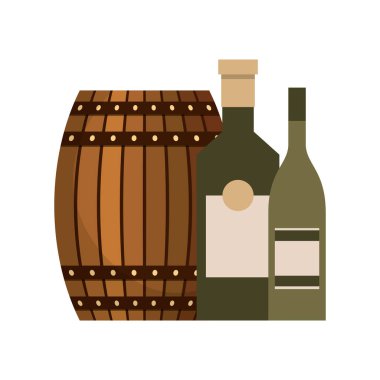 Tahta fıçı bira ve şişe likör.