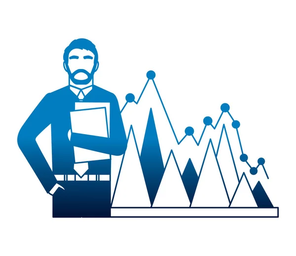Obchodník se složkou a statistický graf — Stockový vektor