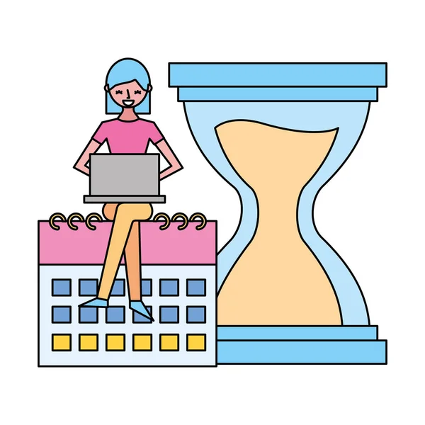 Reloj de calendario portátil de trabajo mujer — Vector de stock