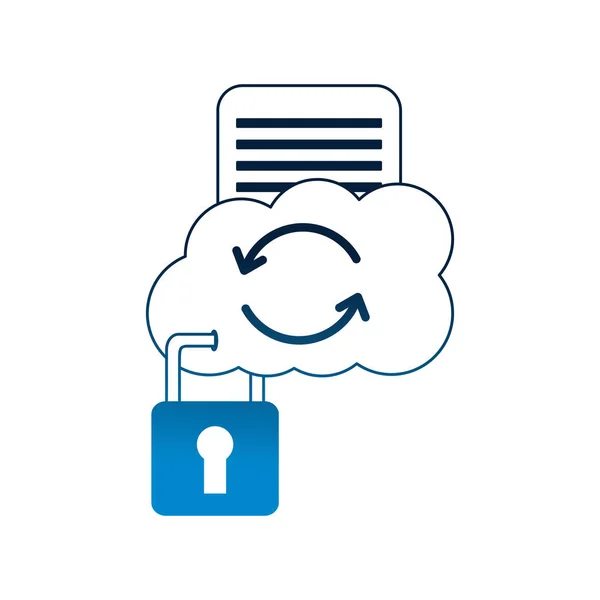 Documento de segurança de dados de armazenamento de recarga de nuvem — Vetor de Stock