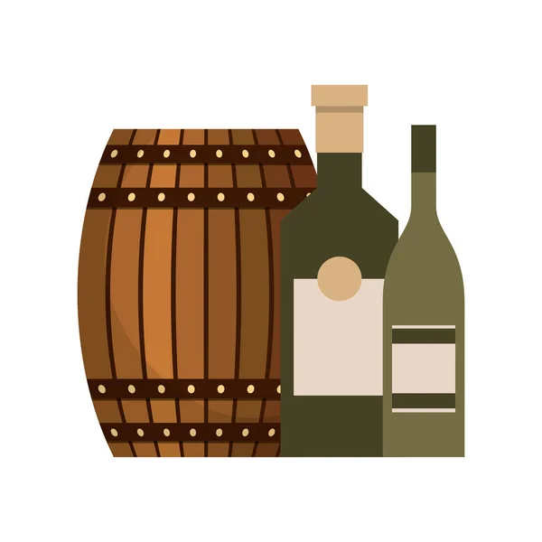 Barril de madera cerveza y botellas licor — Archivo Imágenes Vectoriales