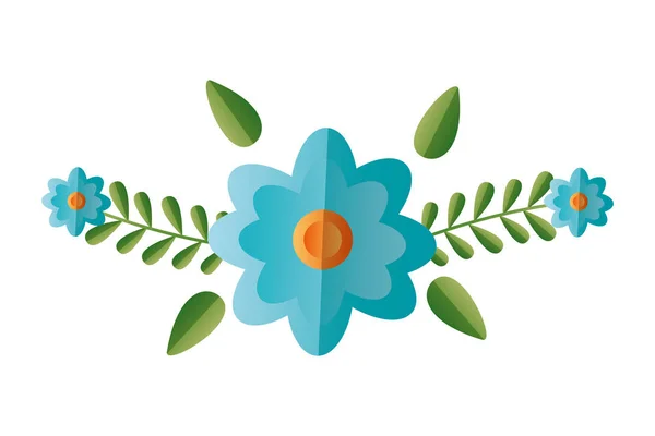 Hojas de rama de flores — Vector de stock