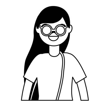 Gezgin kadın turist beyaz arka plan üzerinde