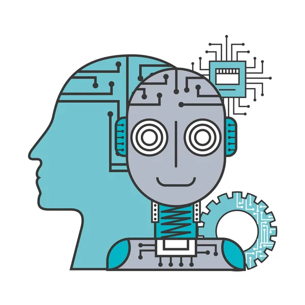 Robot intelligence artificielle profil humain mécanique humaine — Image vectorielle