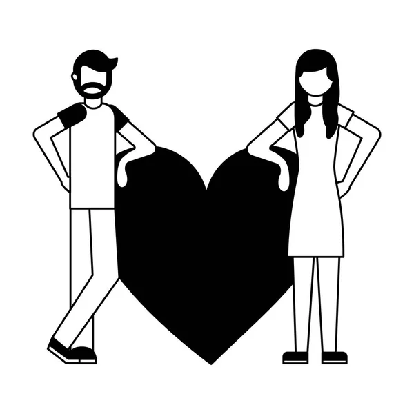 Mann und Frau mit Liebesherz — Stockvektor