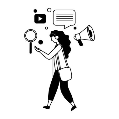 Genç kadın karakter sosyal medya