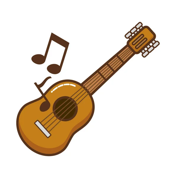 Guitarra con notas musicales icono aislado — Vector de stock