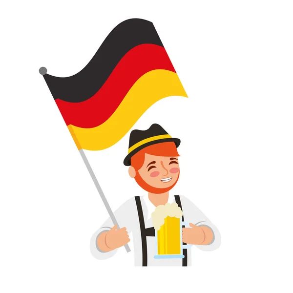 Bayerischer Mann mit Bier und Deutschlandfahne — Stockvektor