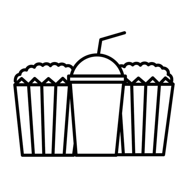 Pop-corn et soda icône isolée — Image vectorielle