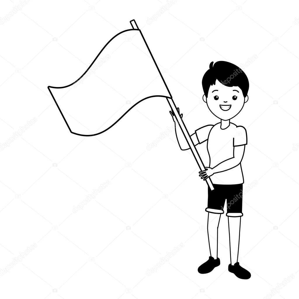 young woman with flag