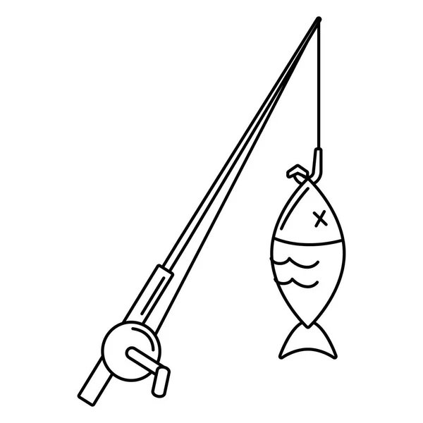 Pesce e canna da pesca — Vettoriale Stock