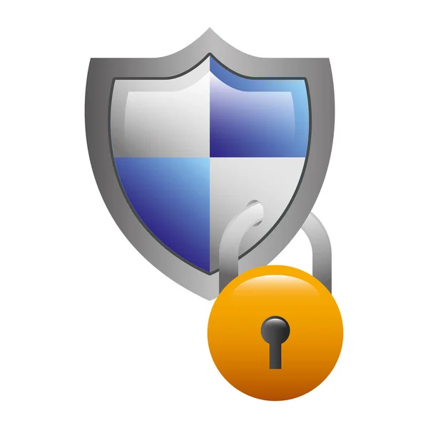 Shield with padlock icon — Stock Vector