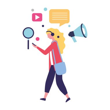 Genç kadın karakter sosyal medya