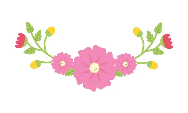 Fleurs feuilles décoration — Image vectorielle
