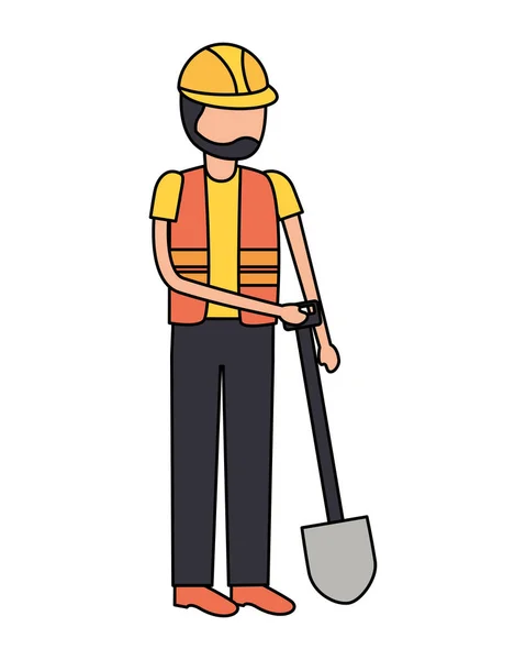 Worker construction with shovel — Stock Vector