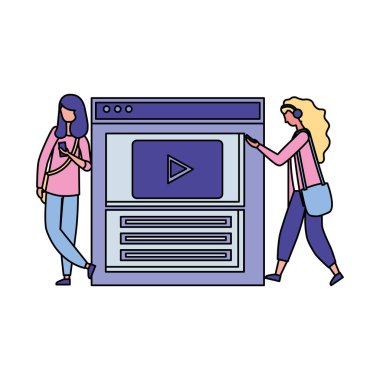mobil web sitesini kullanan iki kadın