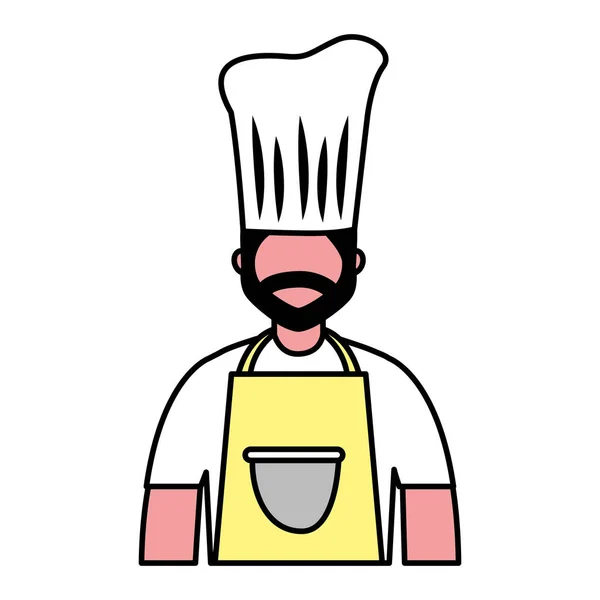 Chef trabajador sobre fondo blanco — Vector de stock