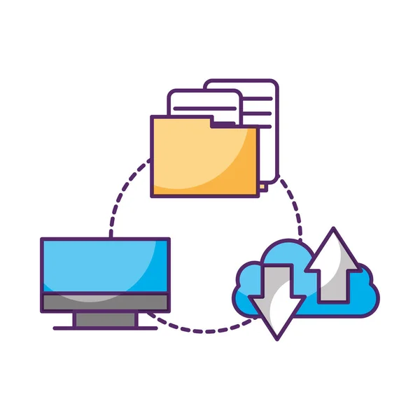 Computer folder cloud computing connection data storage — Stock Vector