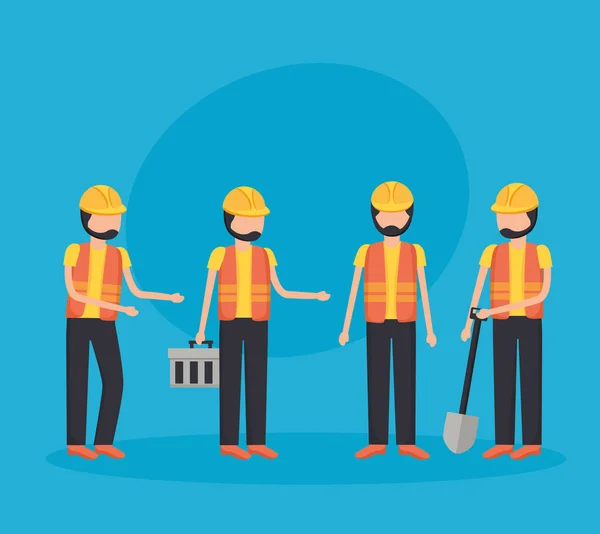 Trabajadores equipos de construcción — Vector de stock