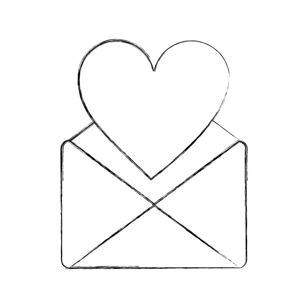 Email láska srdce romantická komunikace — Stockový vektor