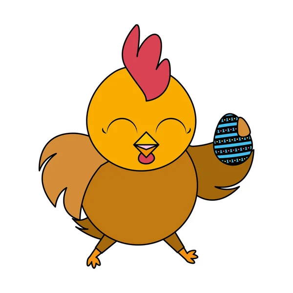 Красивая курица с закрашенным яйцом пасхальным персонажем — стоковый вектор