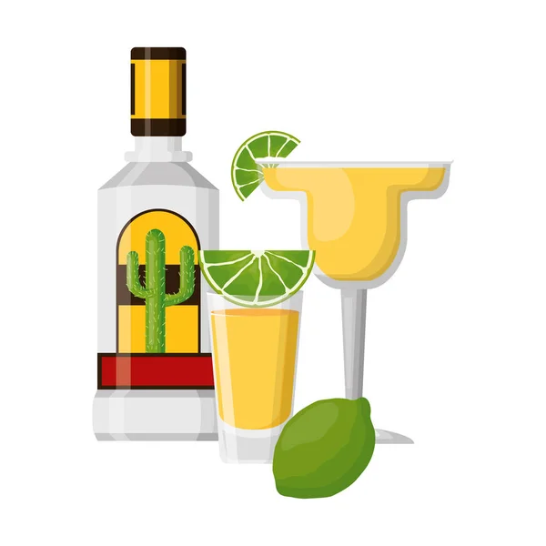 Tequila shot cocktail lemon — Stock Vector