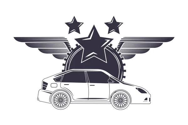 Otomobil araç vites yıldız kanatlar pul sanayi otomobil — Stok Vektör