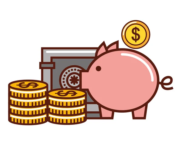 Sparschwein Geldmünzen Safe — Stockvektor