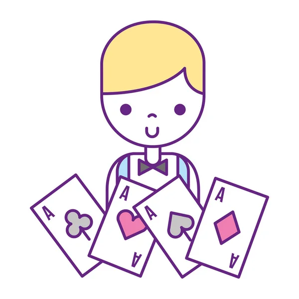 Mâle croupier as cartes casino jeu — Image vectorielle