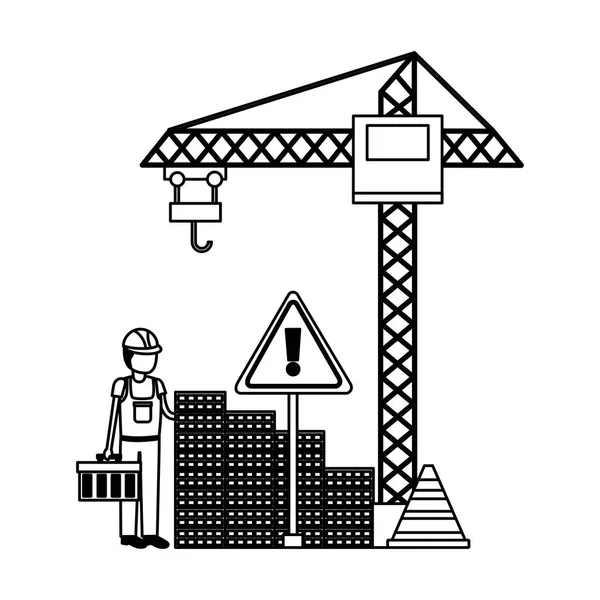 Arbeiter Baumaschinen — Stockvektor