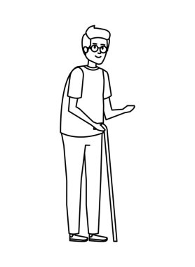 Baston karakterli yaşlı bir adam.