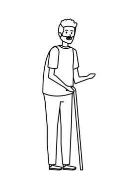 Baston karakterli yaşlı bir adam.