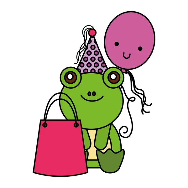 Ładny żaba prezent urodzinowy balon — Wektor stockowy