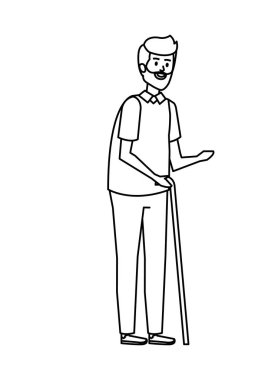 Baston karakterli yaşlı bir adam.