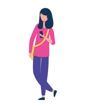 akıllı telefon aygıtı kullanan kadın karakter