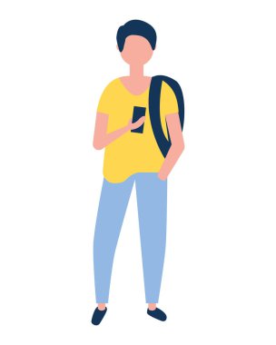 Genç adam akıllı telefon aygıtı kullanıyor