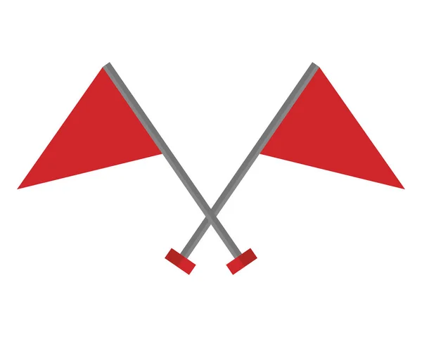 Drapeaux marqueurs avec bâtons croisés icône isolée — Image vectorielle