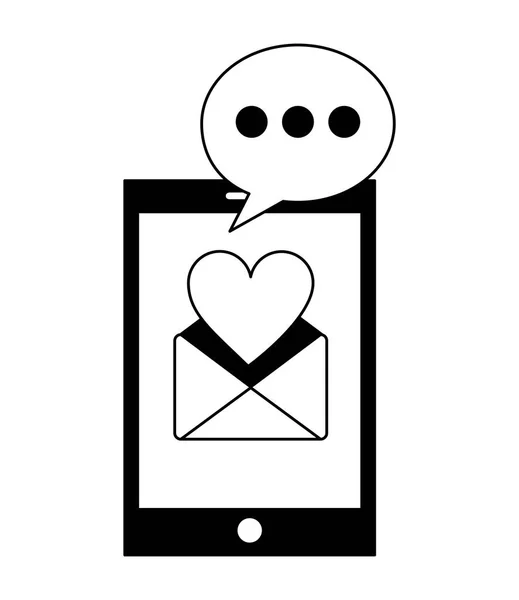 Smartphone com envelope mail e ícones definidos — Vetor de Stock