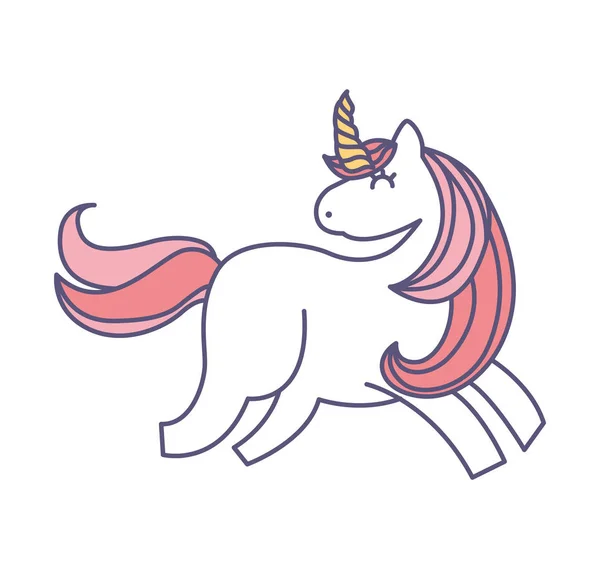 Lindo ícono de unicornio fantasía — Archivo Imágenes Vectoriales