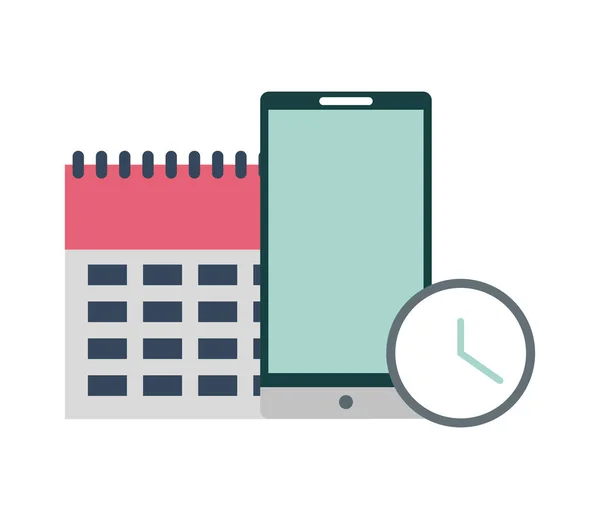 Recordatorio de calendario con smartphone y reloj — Archivo Imágenes Vectoriales