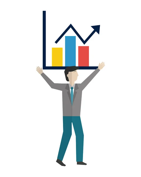 Hombre de negocios con gráfico estadístico avatar carácter — Archivo Imágenes Vectoriales