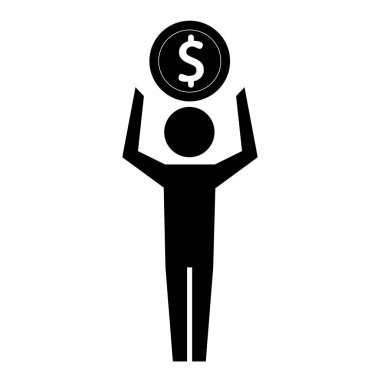 adam piktogram tutan dolar sikke para