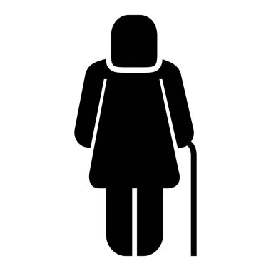 baston pictogram ile yaşlı kadın