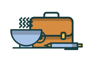 Portföy çantayla kahve fincanı ve kalem