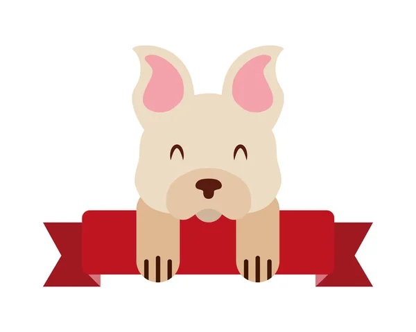 Schattig mascotte hond binnenlandse lint — Stockvector