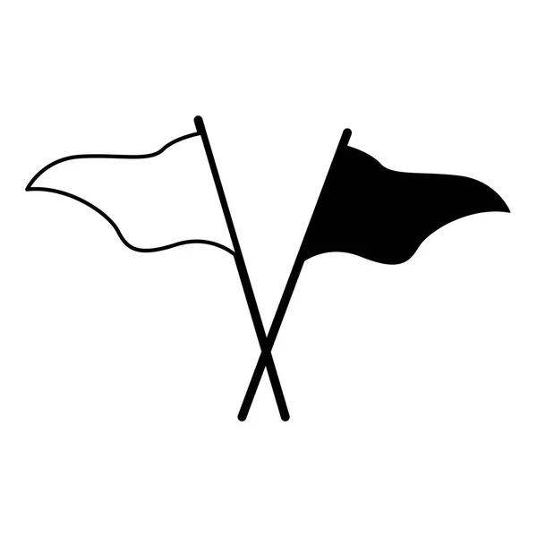 Drapeaux marqueurs avec bâtons croisés icône isolée — Image vectorielle